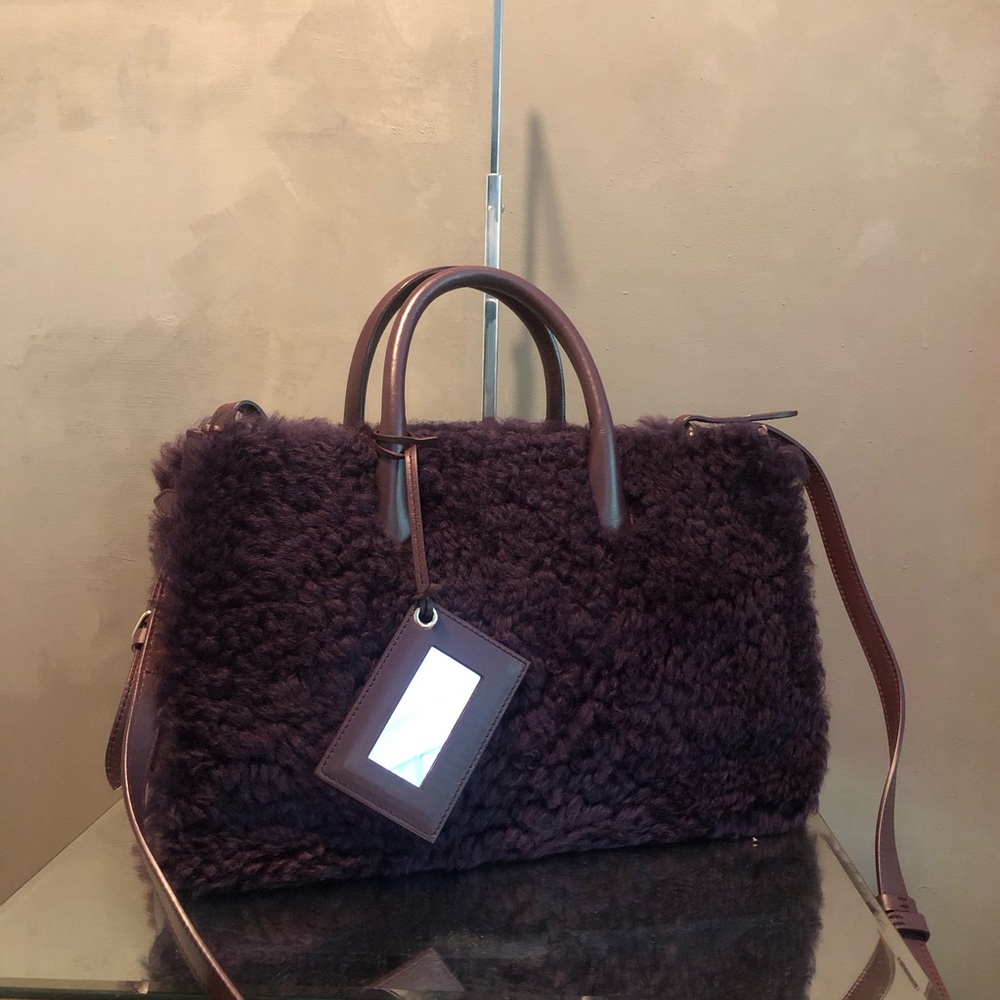 BALENCIAGA padlock shearling 2 way bag